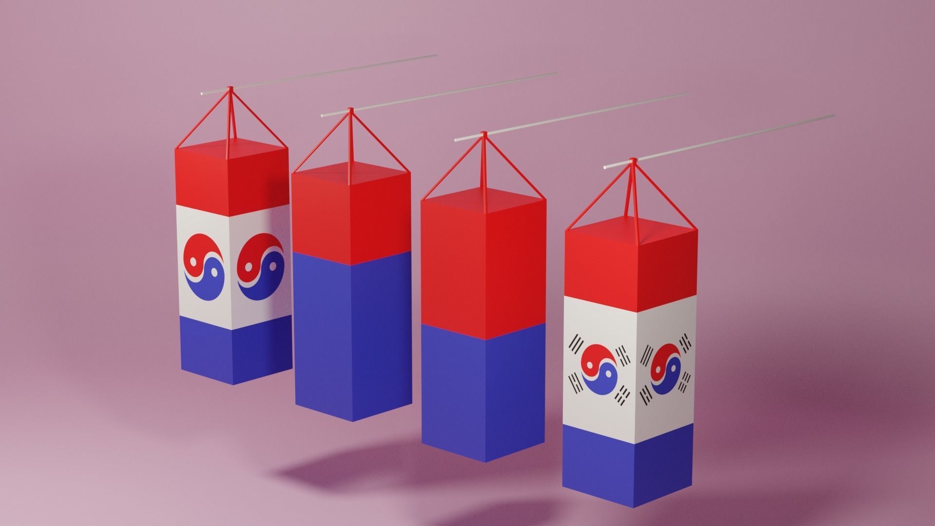 Cartoon Korean Lantern Collection Low-poly 3D model_13