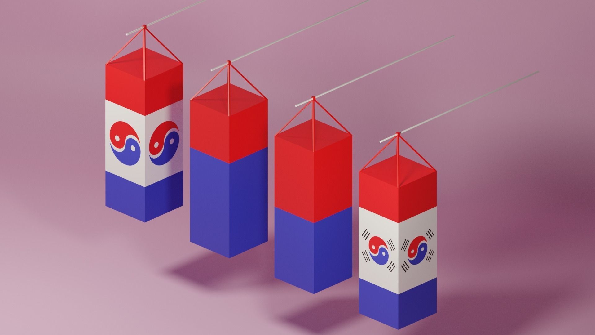 Cartoon Korean Lantern Collection Low-poly 3D model_12