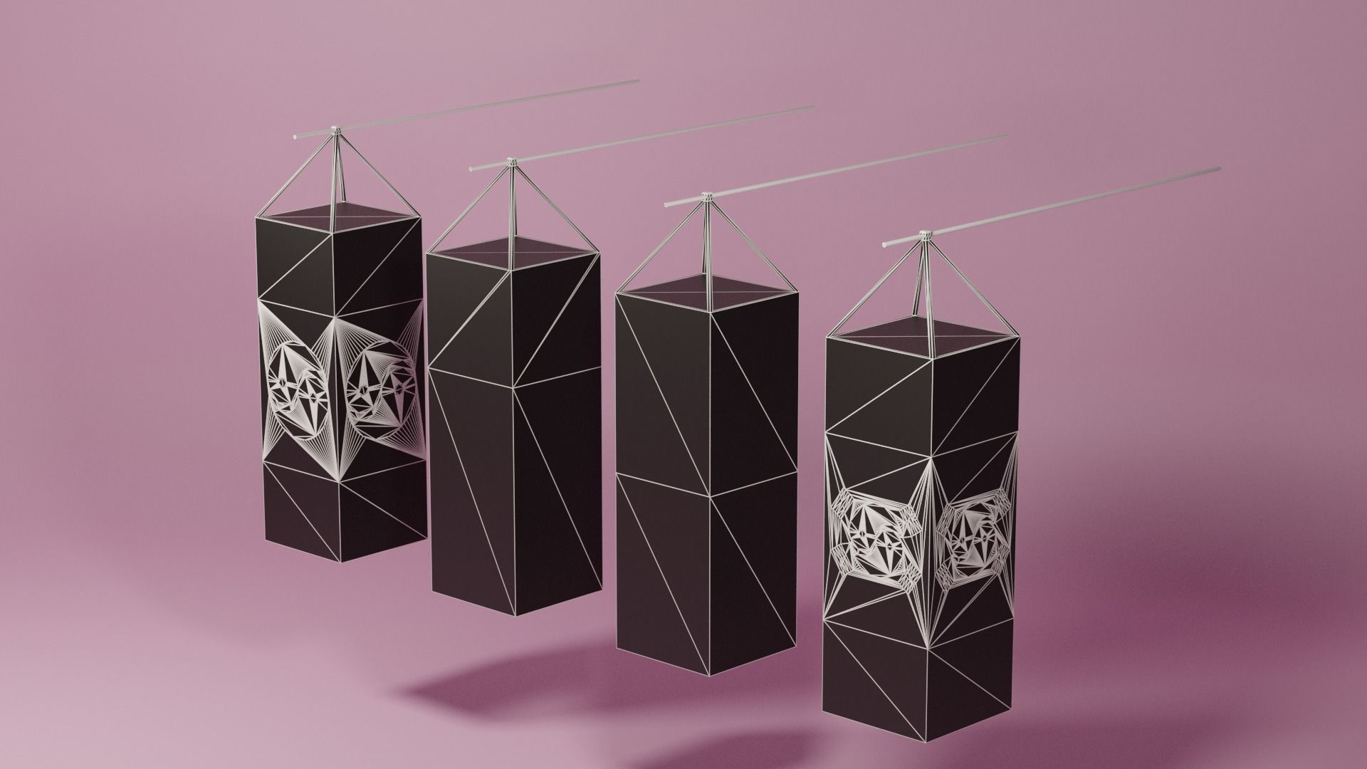 Cartoon Korean Lantern Collection Low-poly 3D model_6