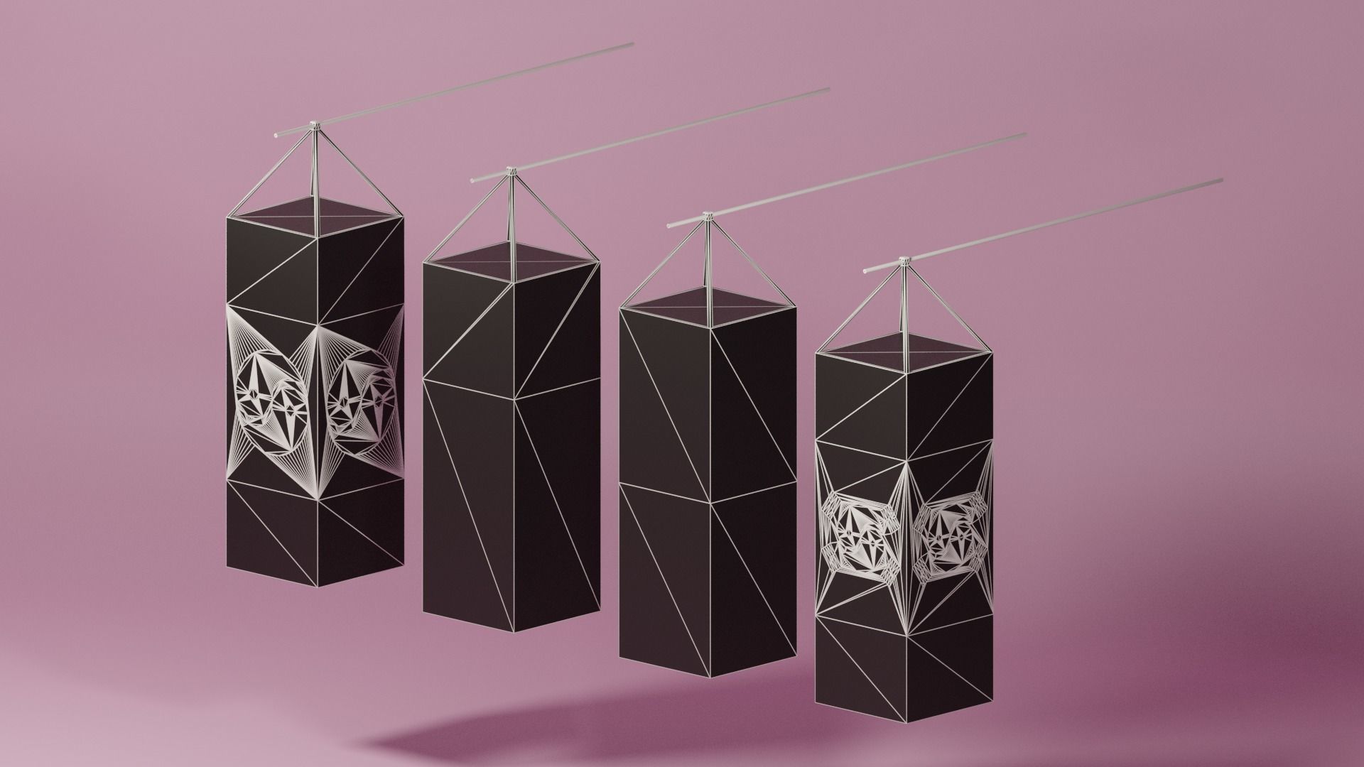 Cartoon Korean Lantern Collection Low-poly 3D model_7