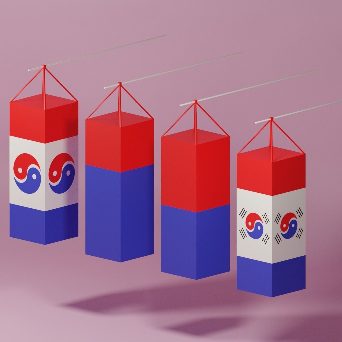 Cartoon Korean Lantern Collection Low-poly 3D model_9