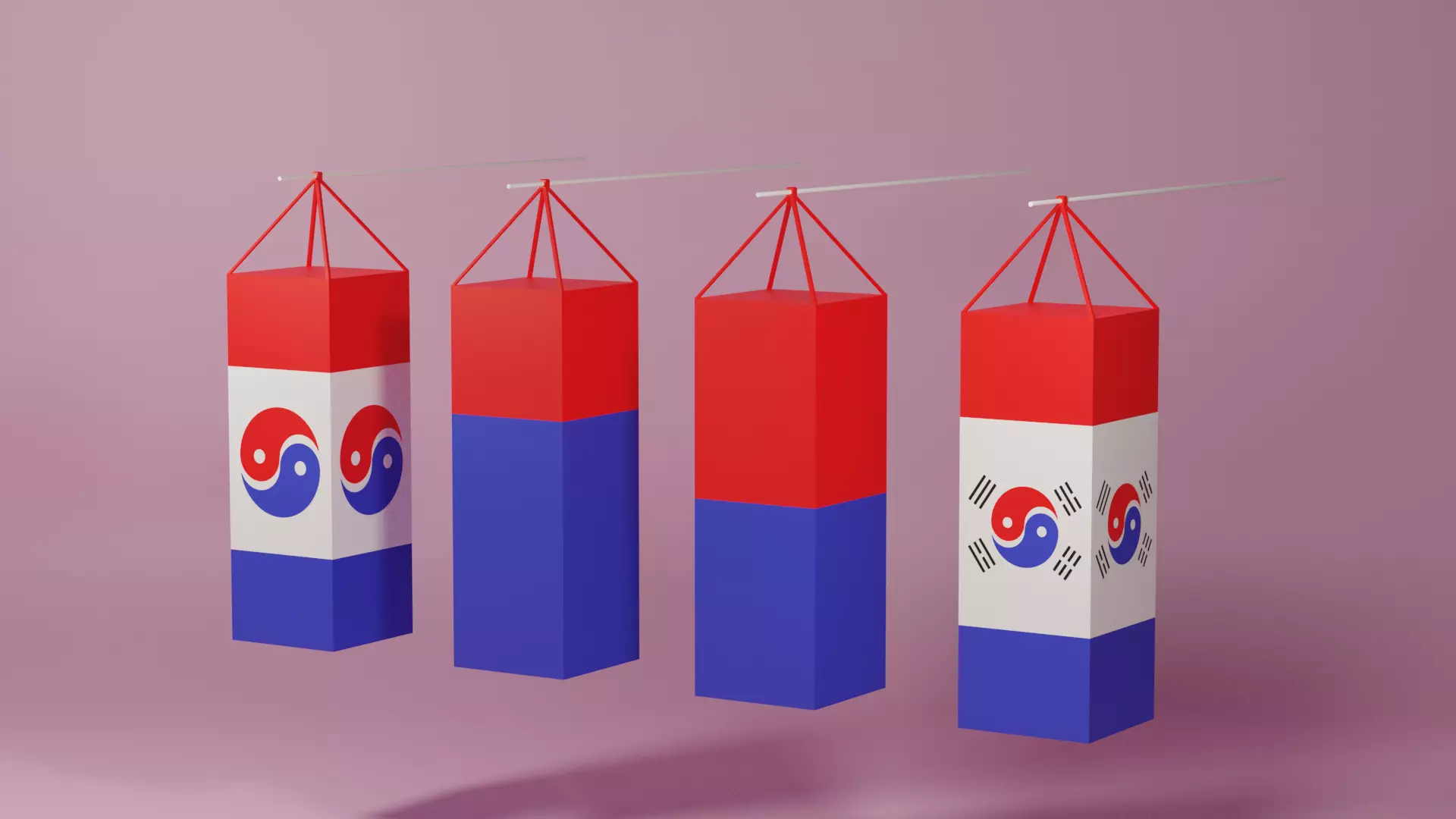Cartoon Korean Lantern Collection Low-poly 3D model_0