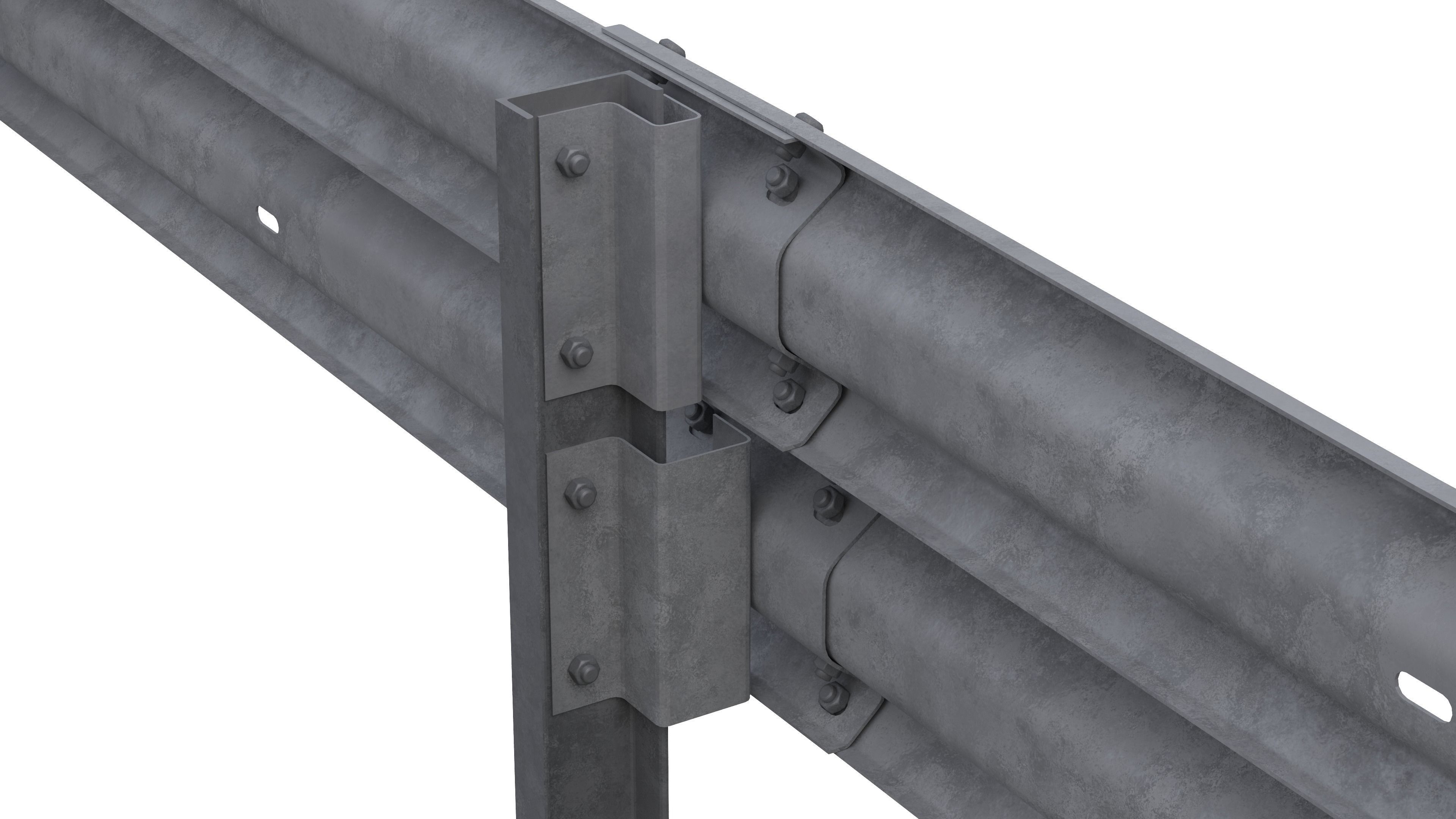 Road guard rails set 3D model_15