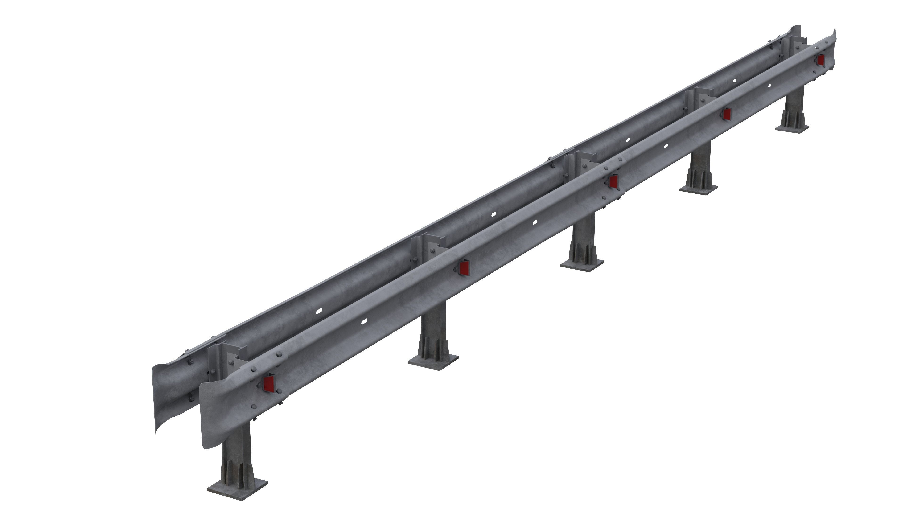 Road guard rails set 3D model_2