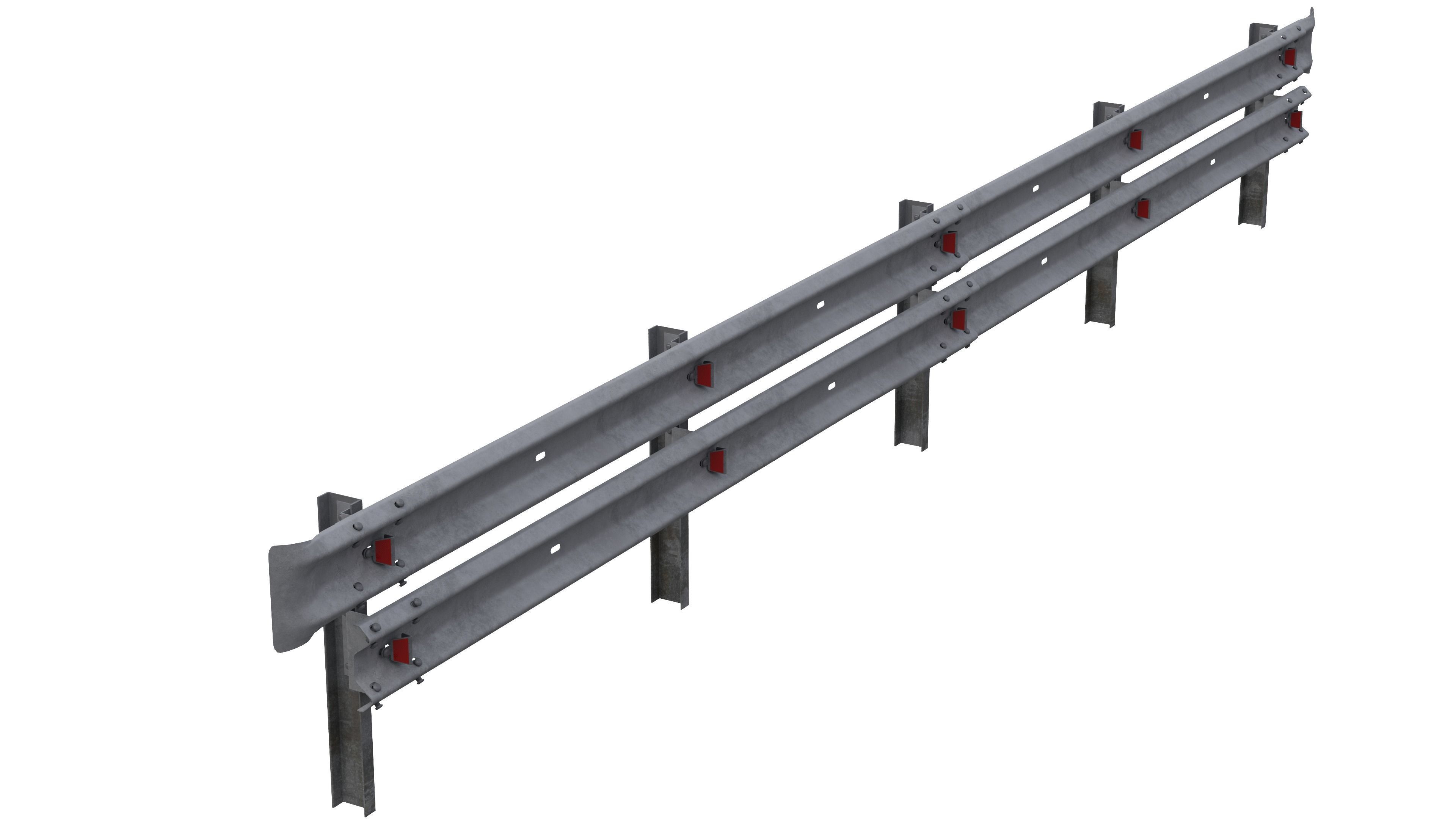 Road guard rails set 3D model_4