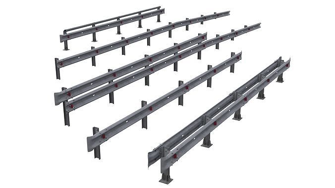 Road guard rails set 3D model