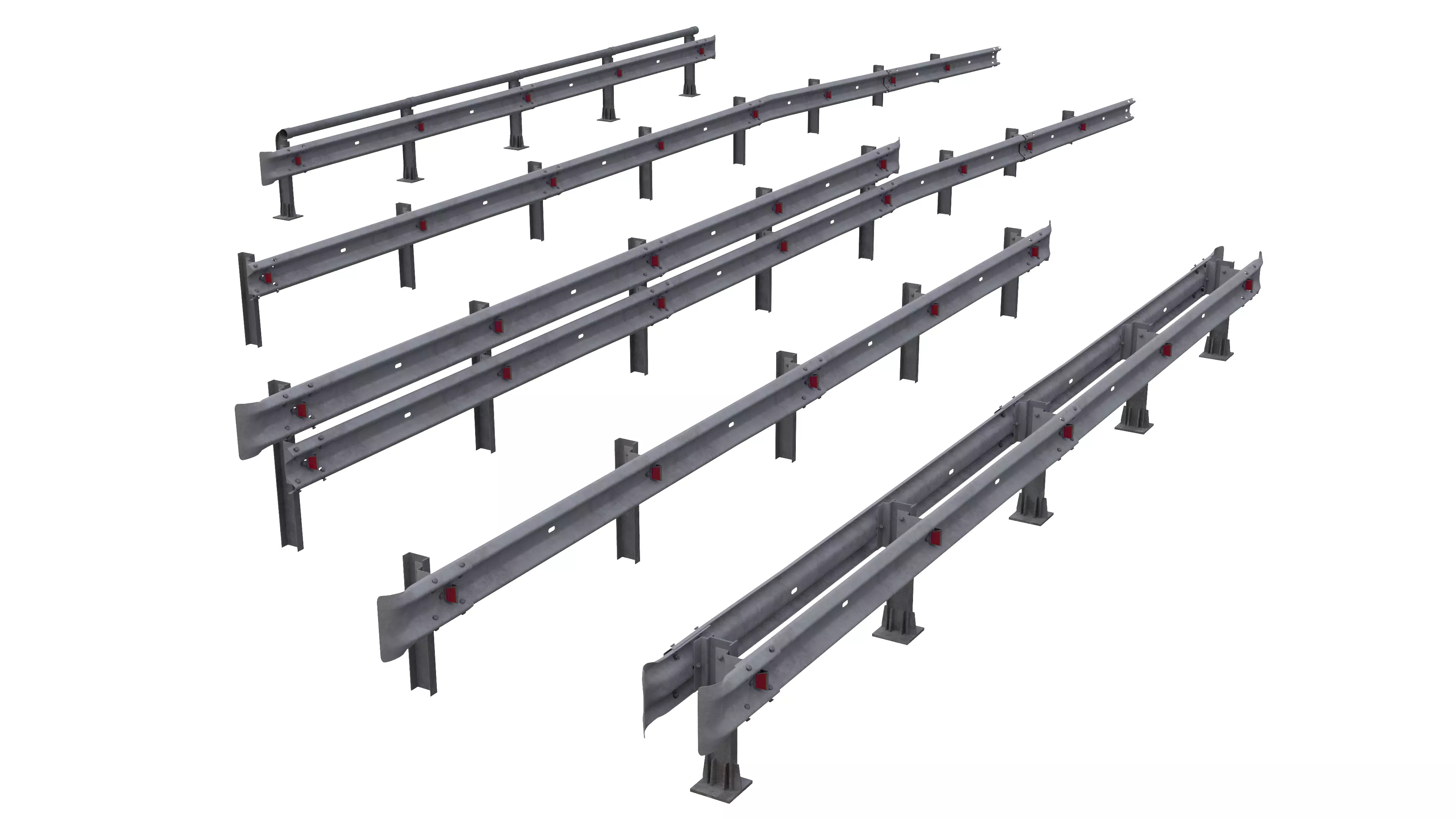 Road guard rails set 3D model_0