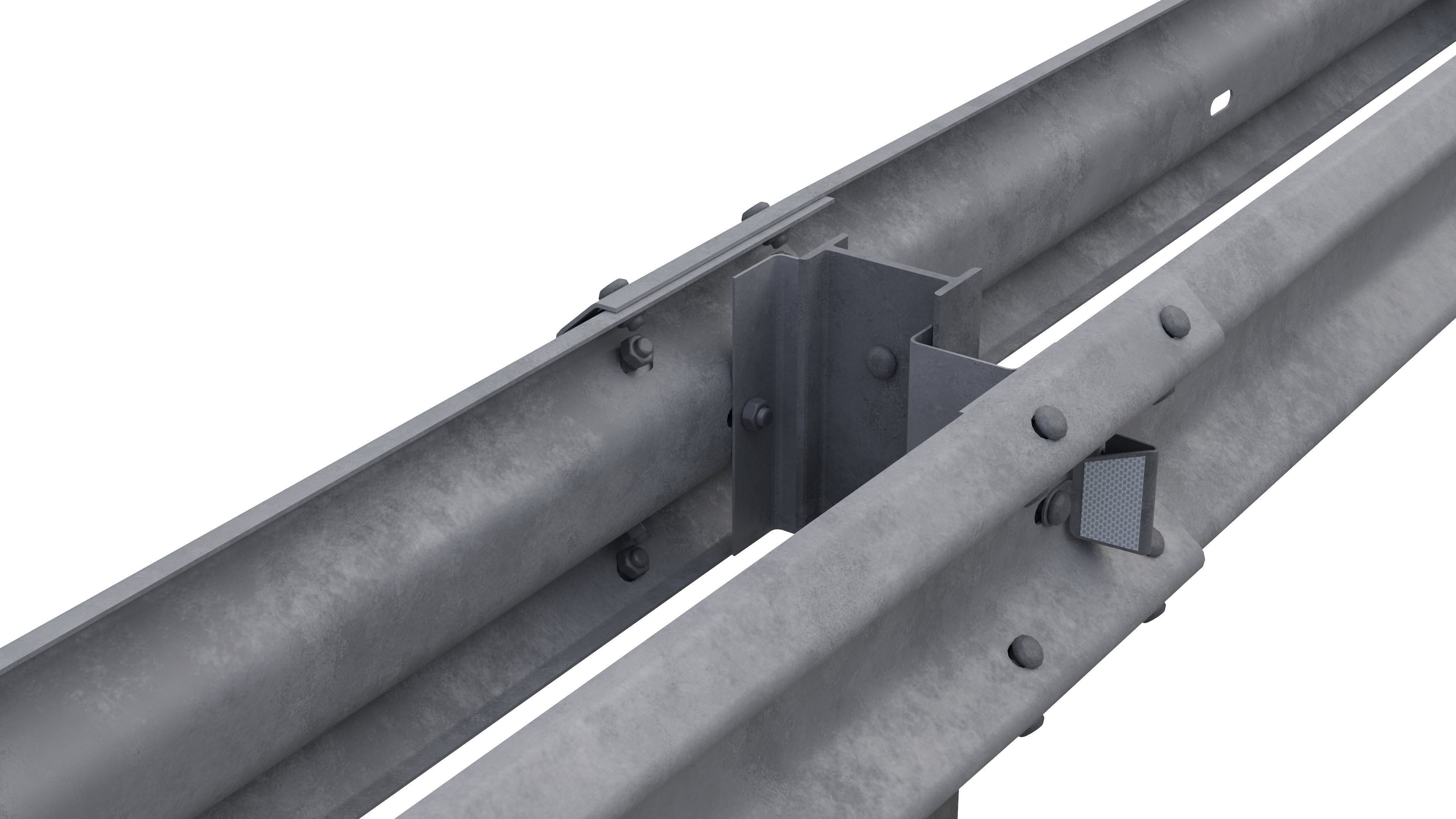 Road guard rails set 3D model_6