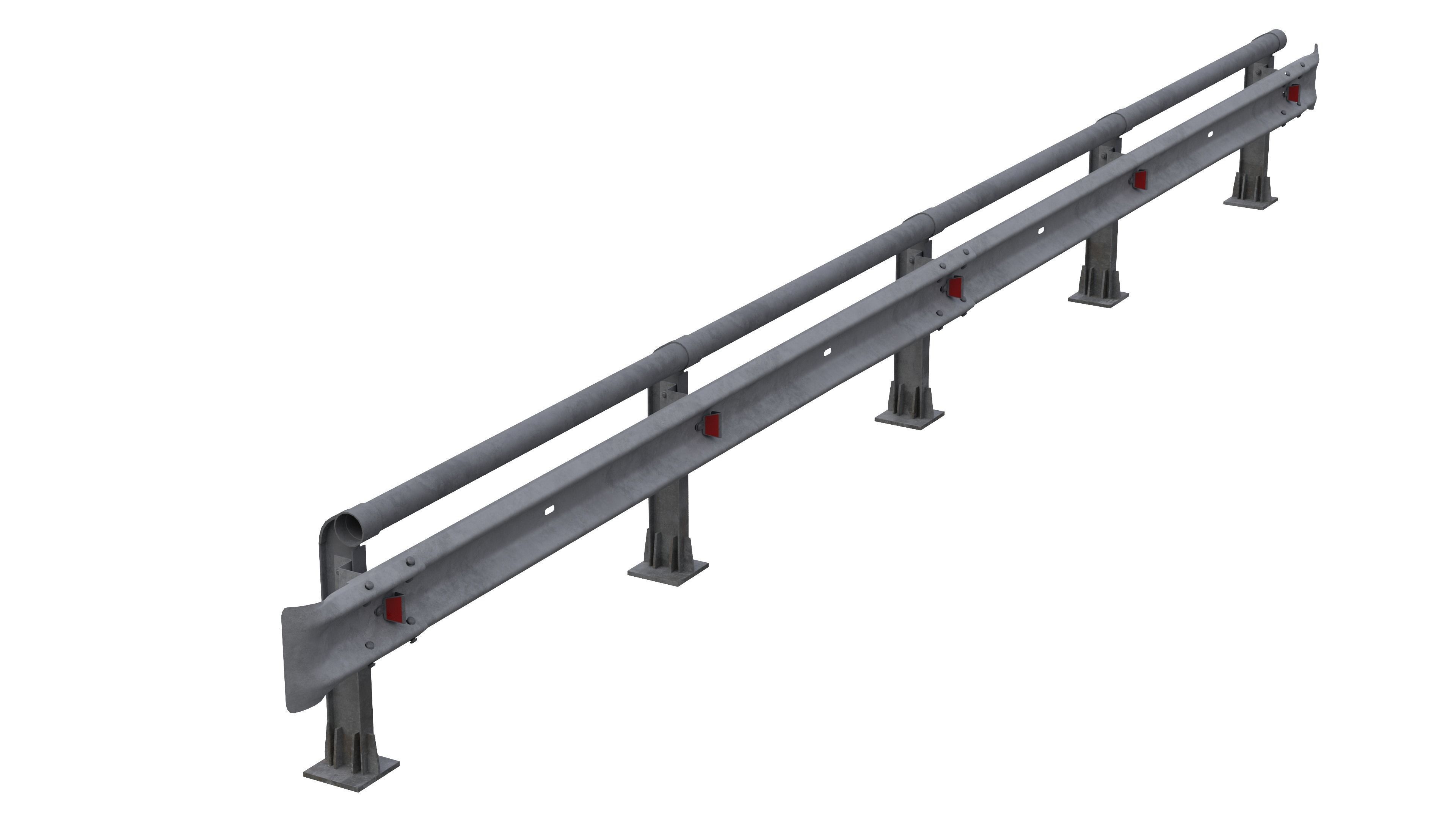 Road guard rails set 3D model_3