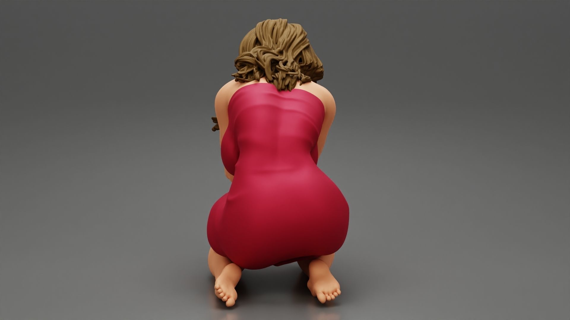 Girl Crying And Hiding Her Face 3D print model_4