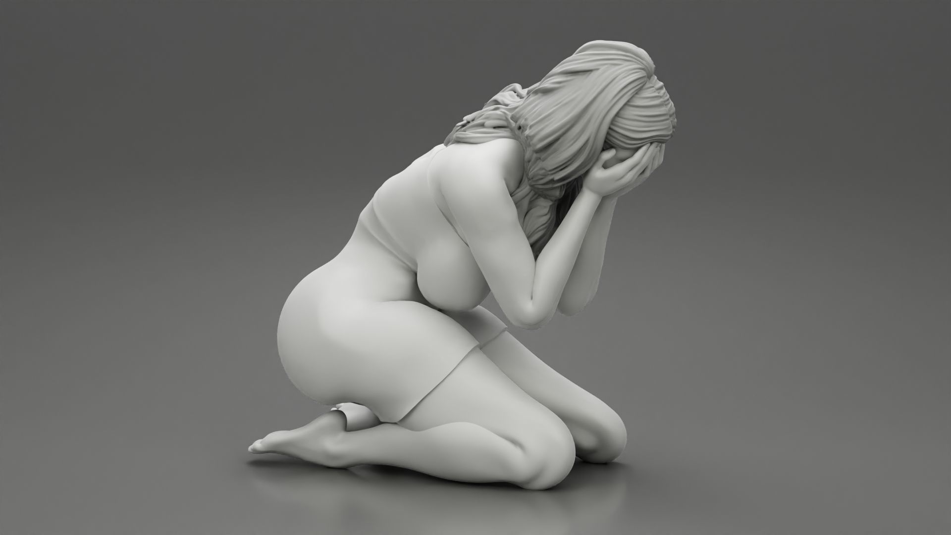 Girl Crying And Hiding Her Face 3D print model_8