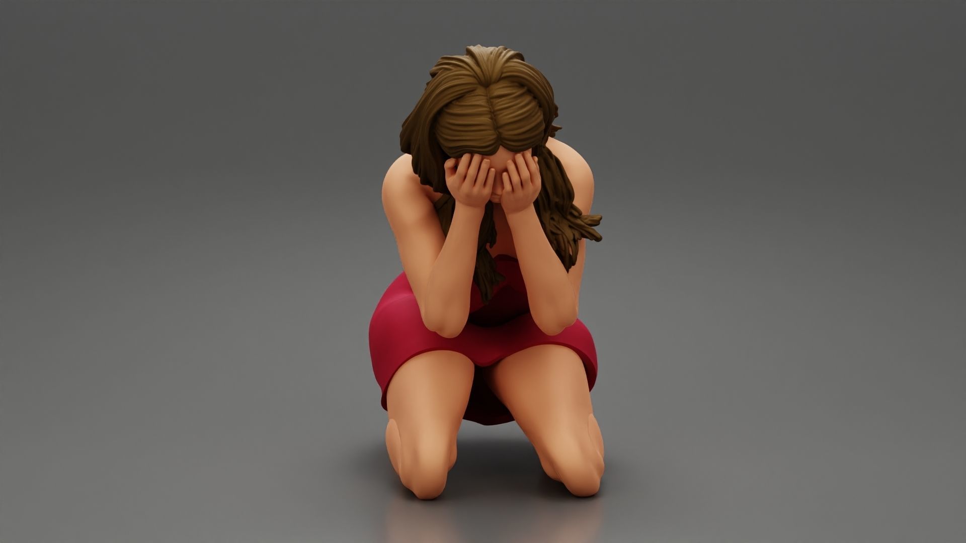 Girl Crying And Hiding Her Face 3D print model_1