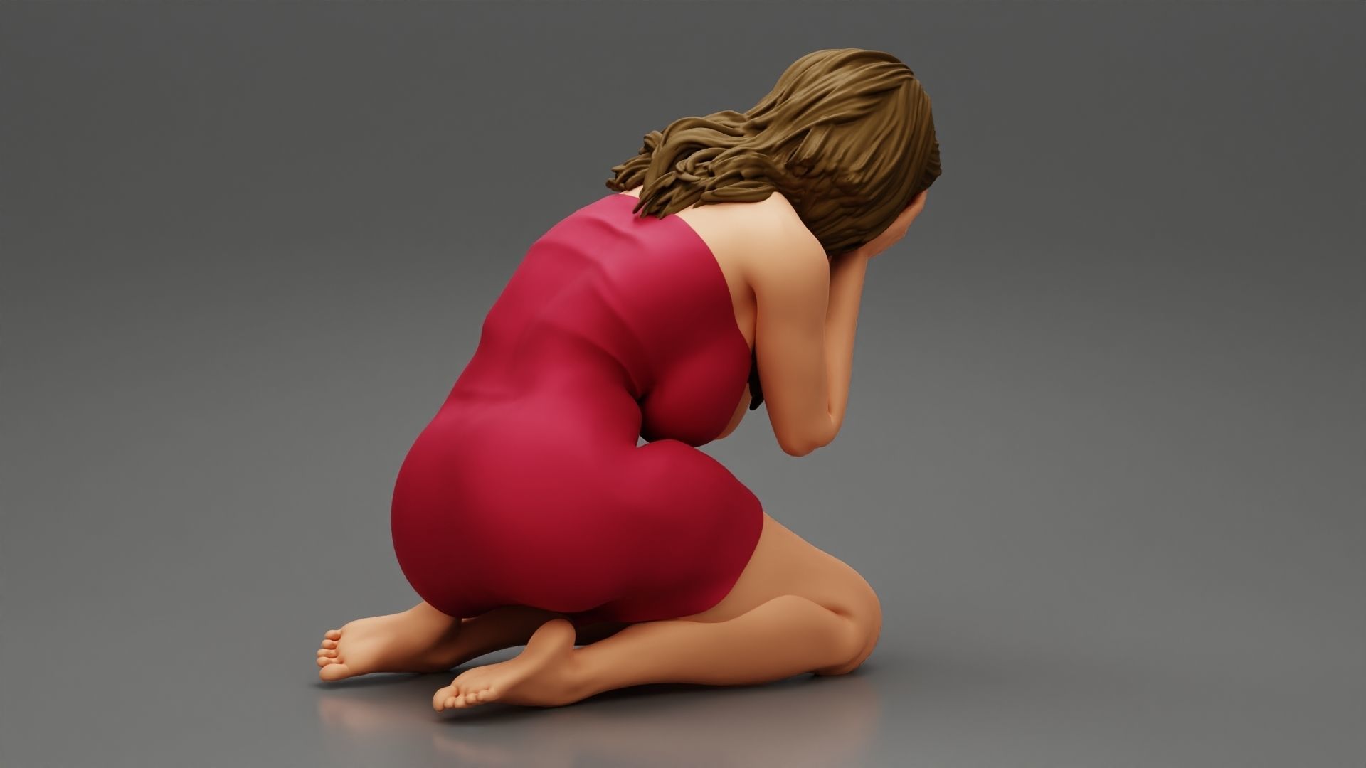 Girl Crying And Hiding Her Face 3D print model_3