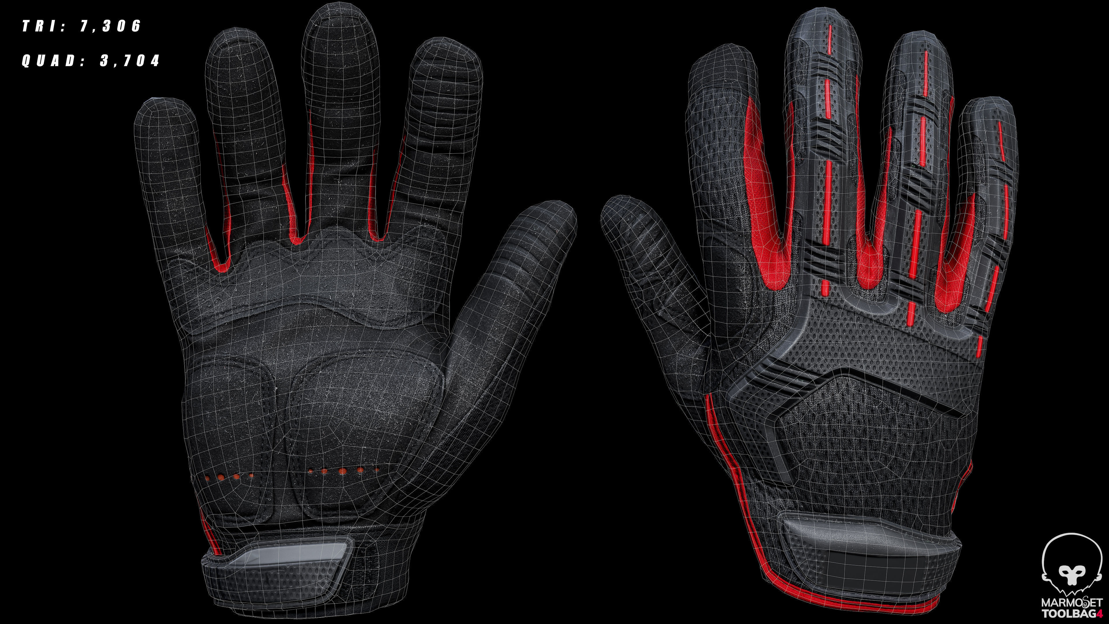 Tactical Gloves 008 Low-poly 3D model_3