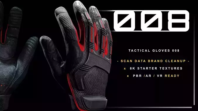 Tactical Gloves 008 Low-poly 3D model