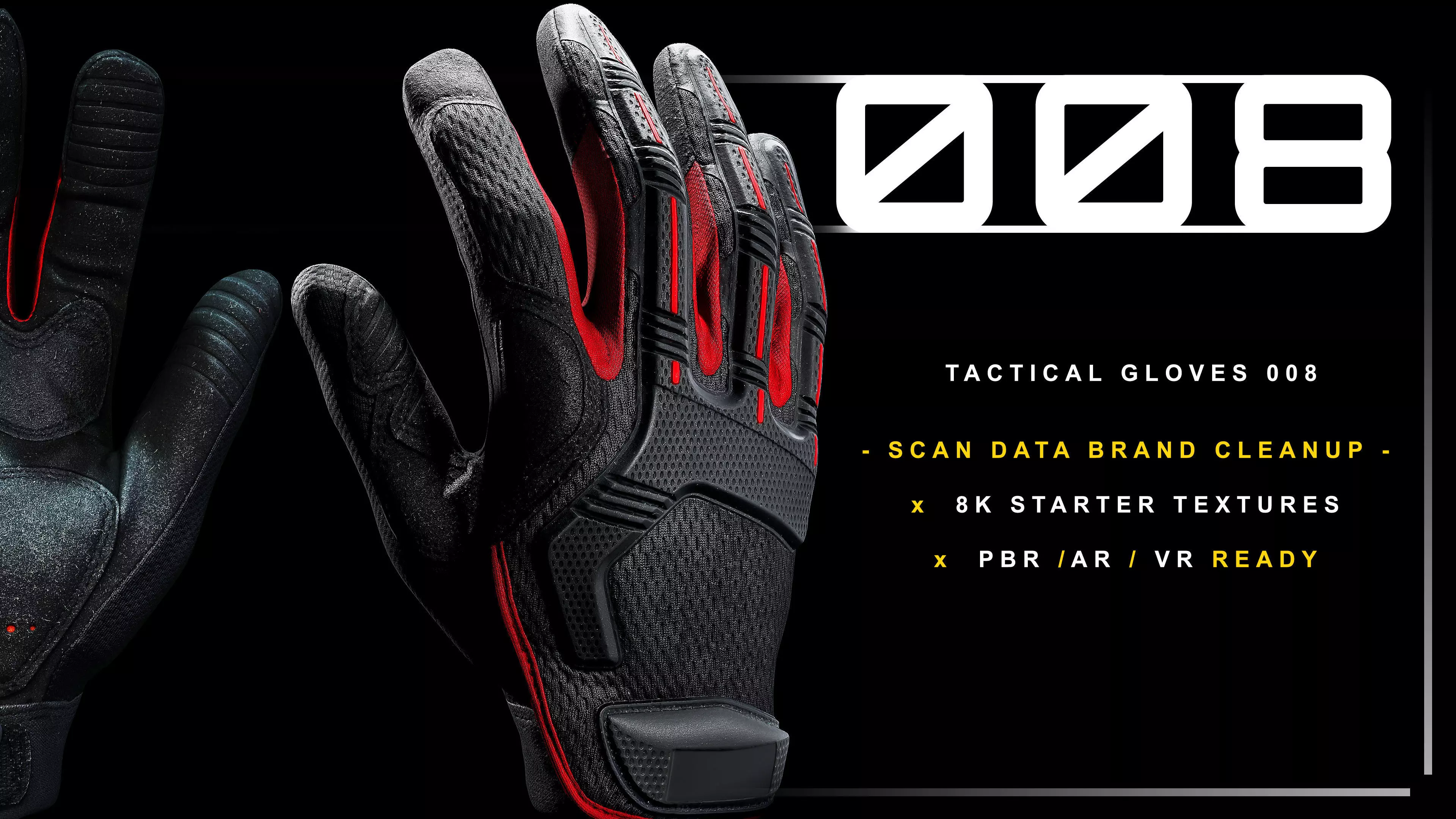 Tactical Gloves 008 Low-poly 3D model_0
