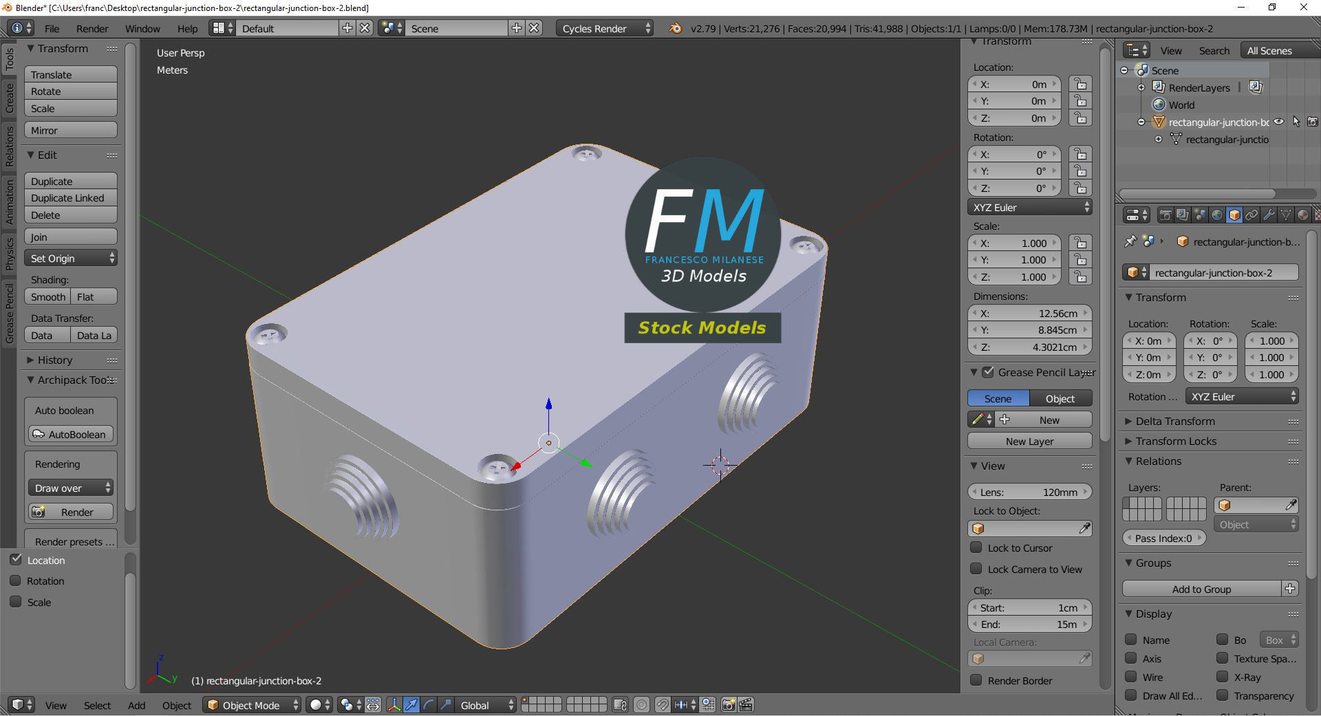 Rectangular junction box 2 3D model_9