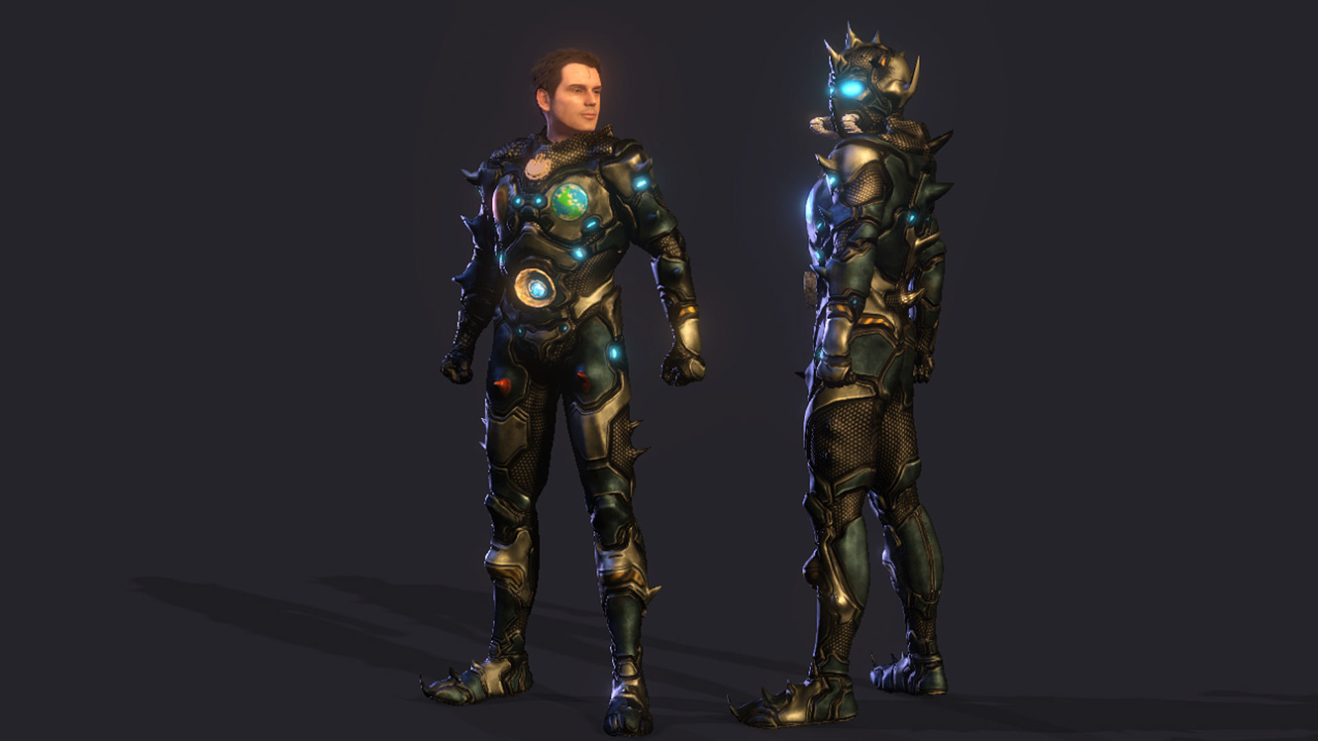 Space Warrior High quality character full Rigged and Animated 3D model_2