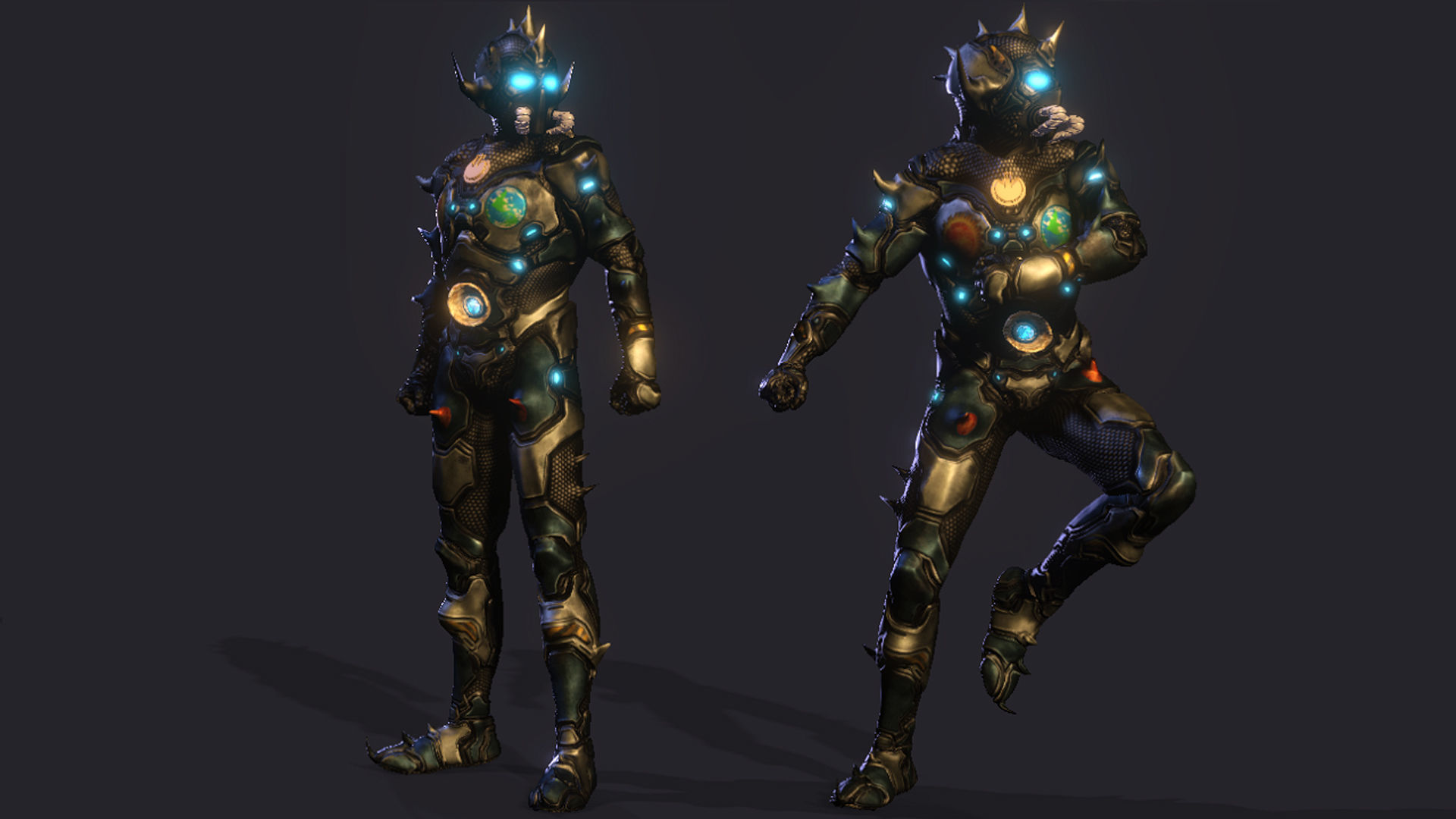 Space Warrior High quality character full Rigged and Animated 3D model_7