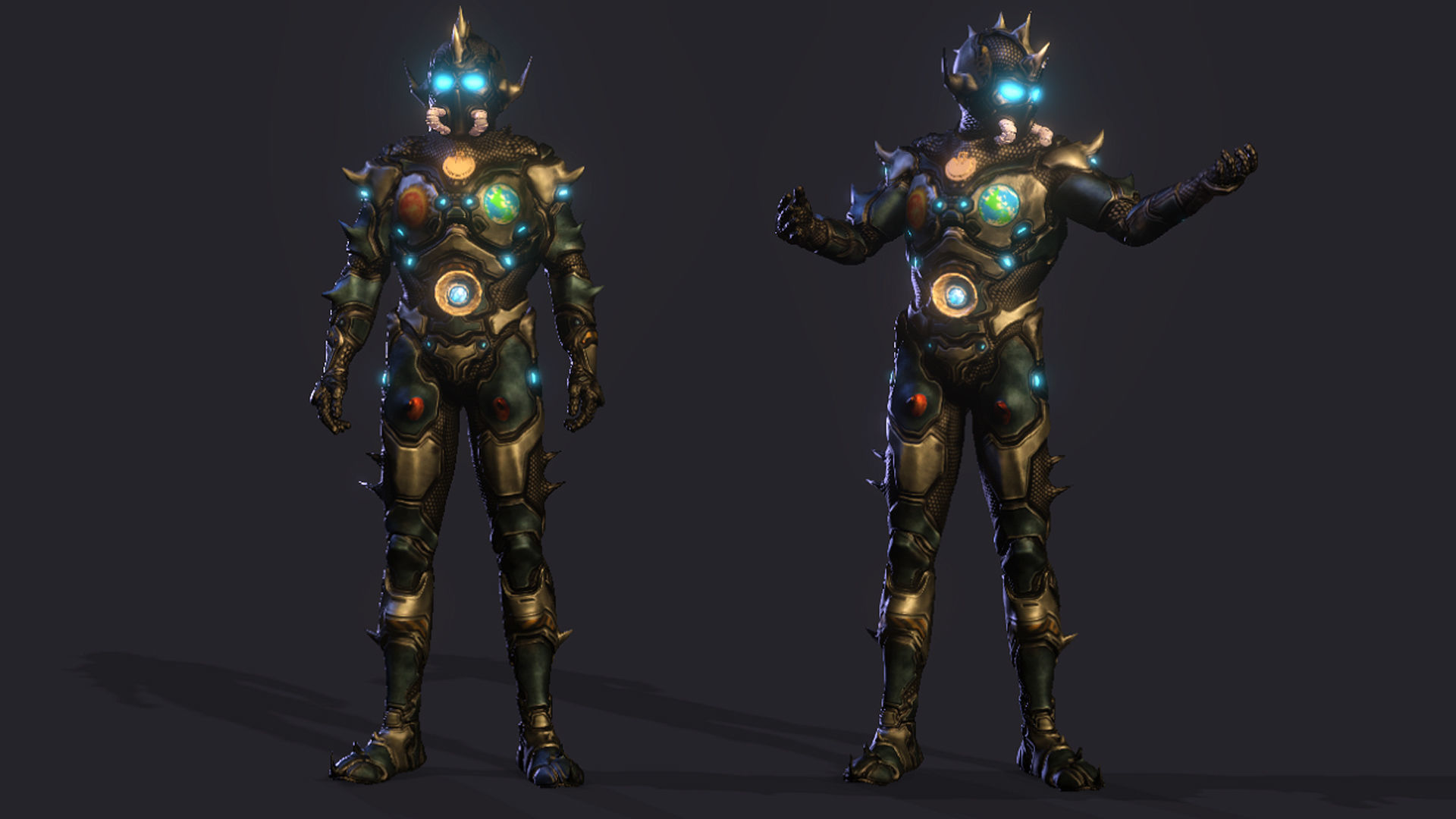 Space Warrior High quality character full Rigged and Animated 3D model_4