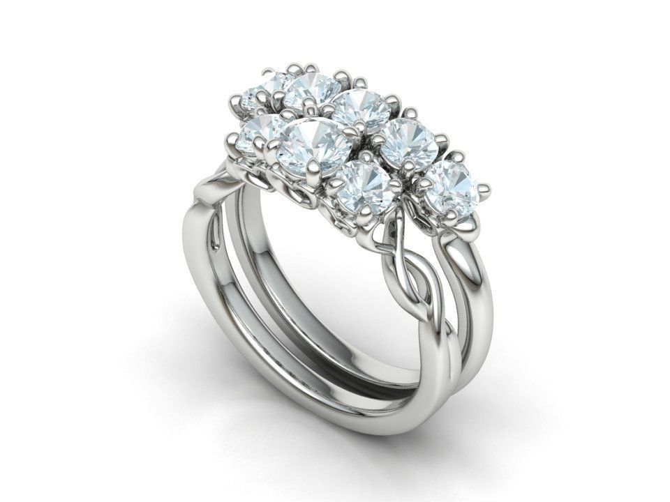 Bespoke Wedding Set Half Carat  Main Stone 3D Model Collection_37