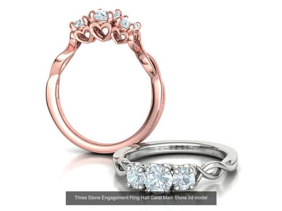 Bespoke Wedding Set Half Carat  Main Stone 3D Model Collection_5