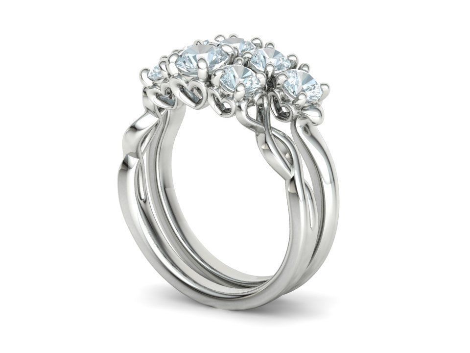 Bespoke Wedding Set Half Carat  Main Stone 3D Model Collection_4