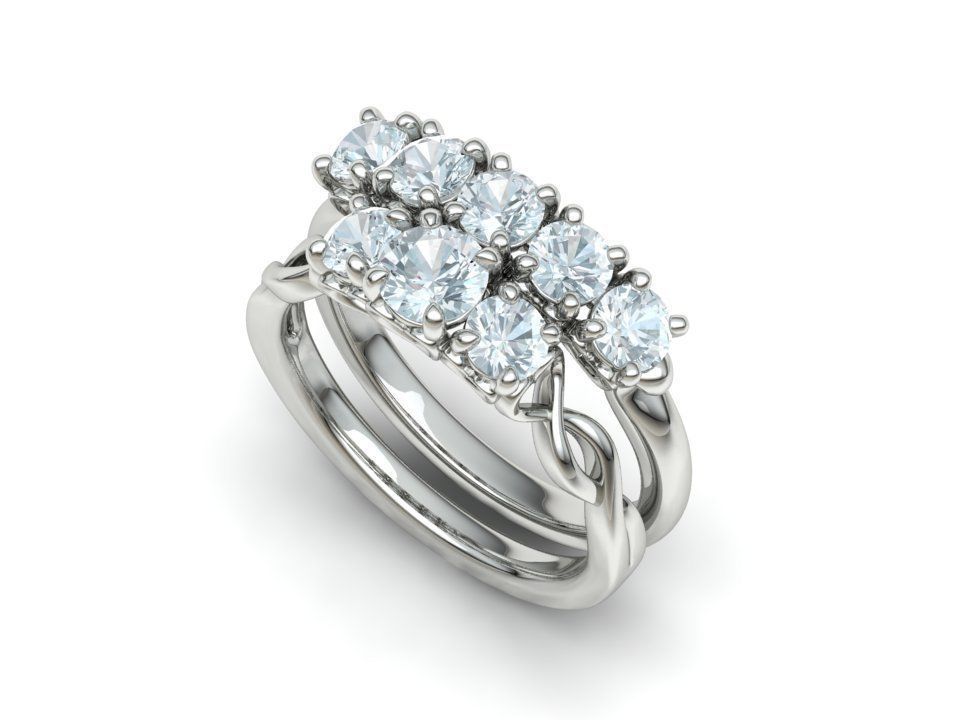 Bespoke Wedding Set Half Carat  Main Stone 3D Model Collection_44