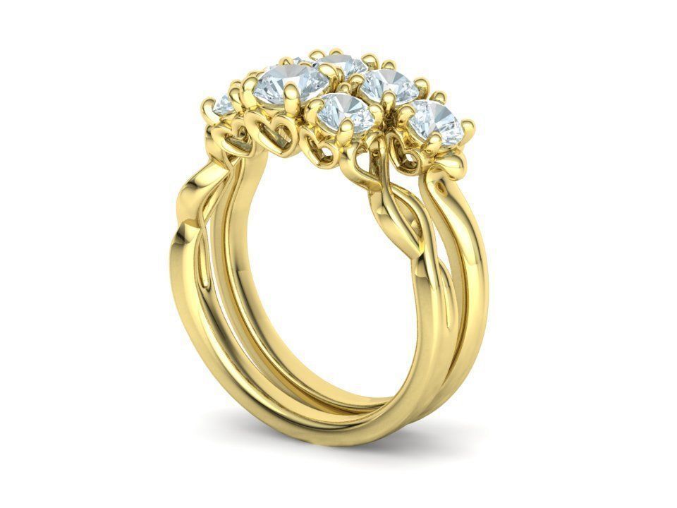 Bespoke Wedding Set Half Carat  Main Stone 3D Model Collection_42