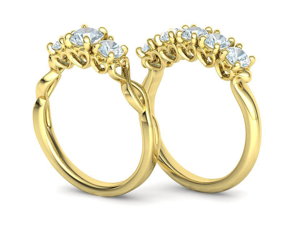 Bespoke Wedding Set Half Carat  Main Stone 3D Model Collection_3