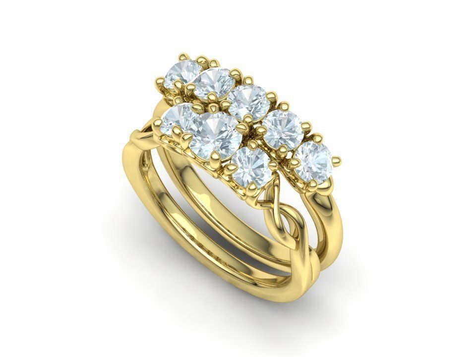 Bespoke Wedding Set Half Carat  Main Stone 3D Model Collection_41