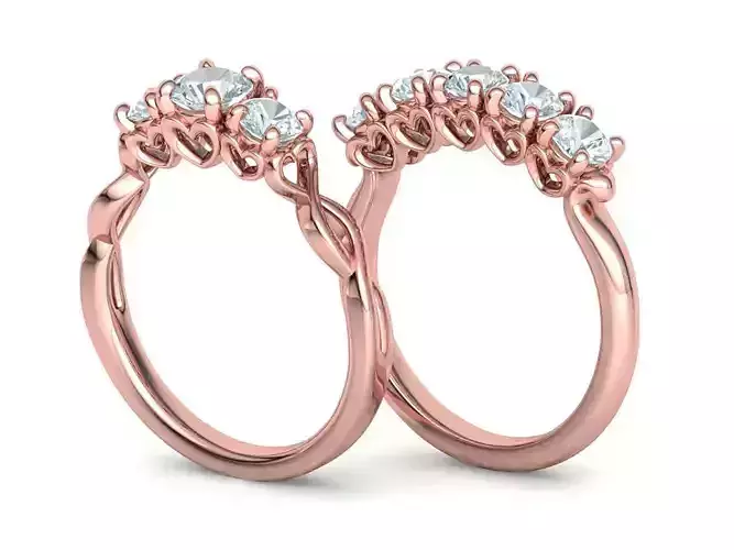 Bespoke Wedding Set Half Carat  Main Stone 3D Model Collection