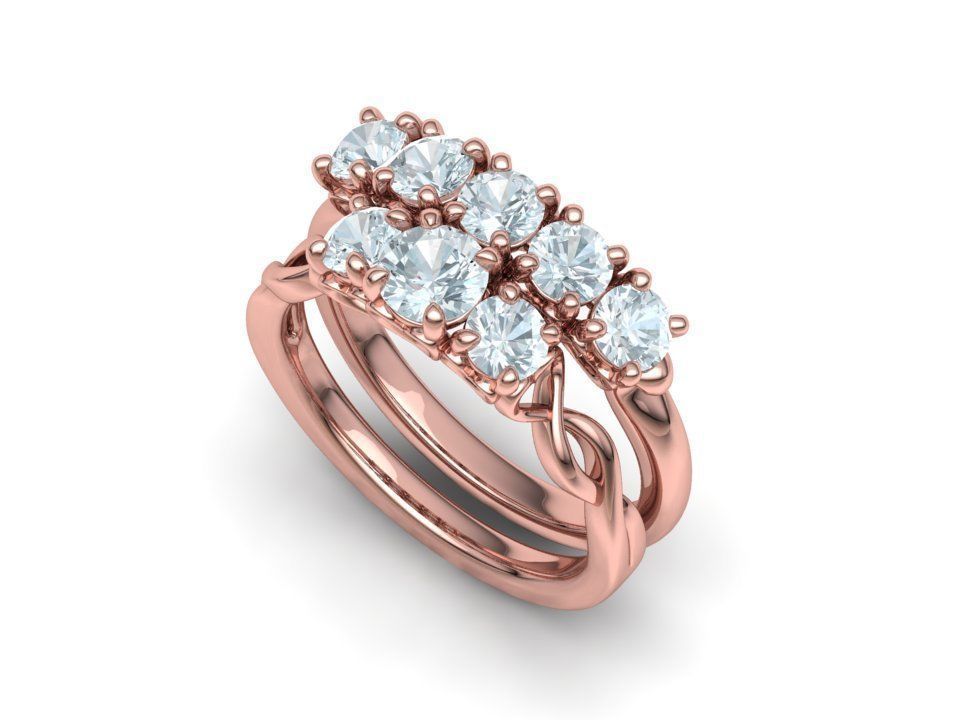 Bespoke Wedding Set Half Carat  Main Stone 3D Model Collection_40