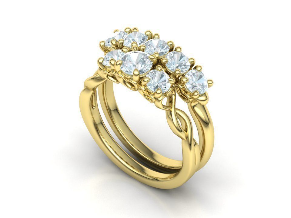 Bespoke Wedding Set Half Carat  Main Stone 3D Model Collection_38