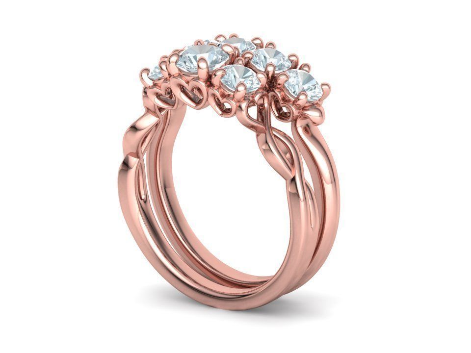 Bespoke Wedding Set Half Carat  Main Stone 3D Model Collection_43