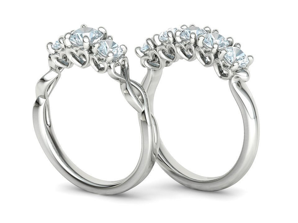 Bespoke Wedding Set Half Carat  Main Stone 3D Model Collection_2