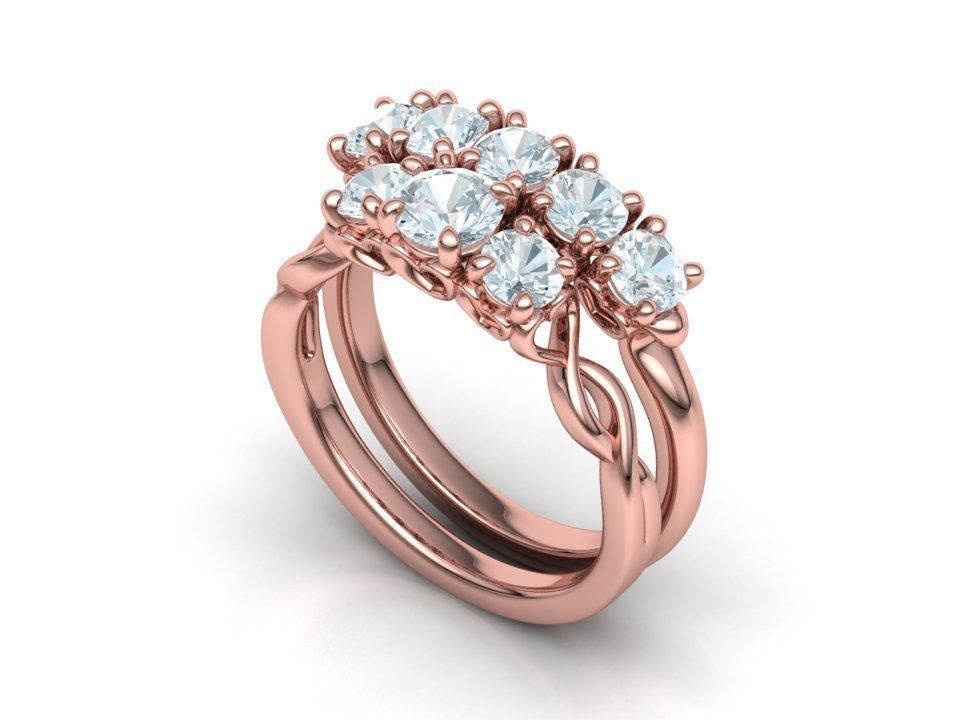 Bespoke Wedding Set Half Carat  Main Stone 3D Model Collection_36