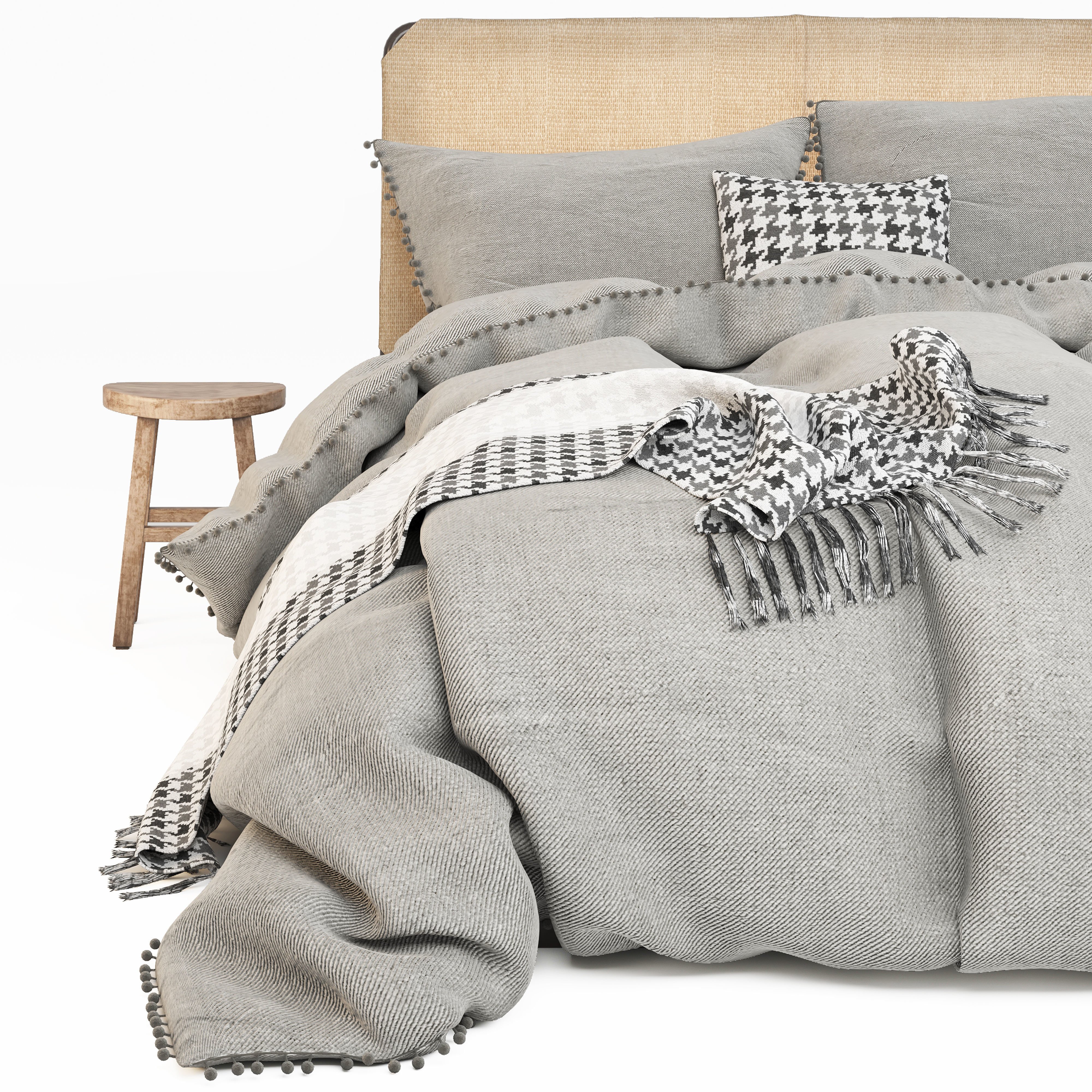 West elm bed linen 3D model_2