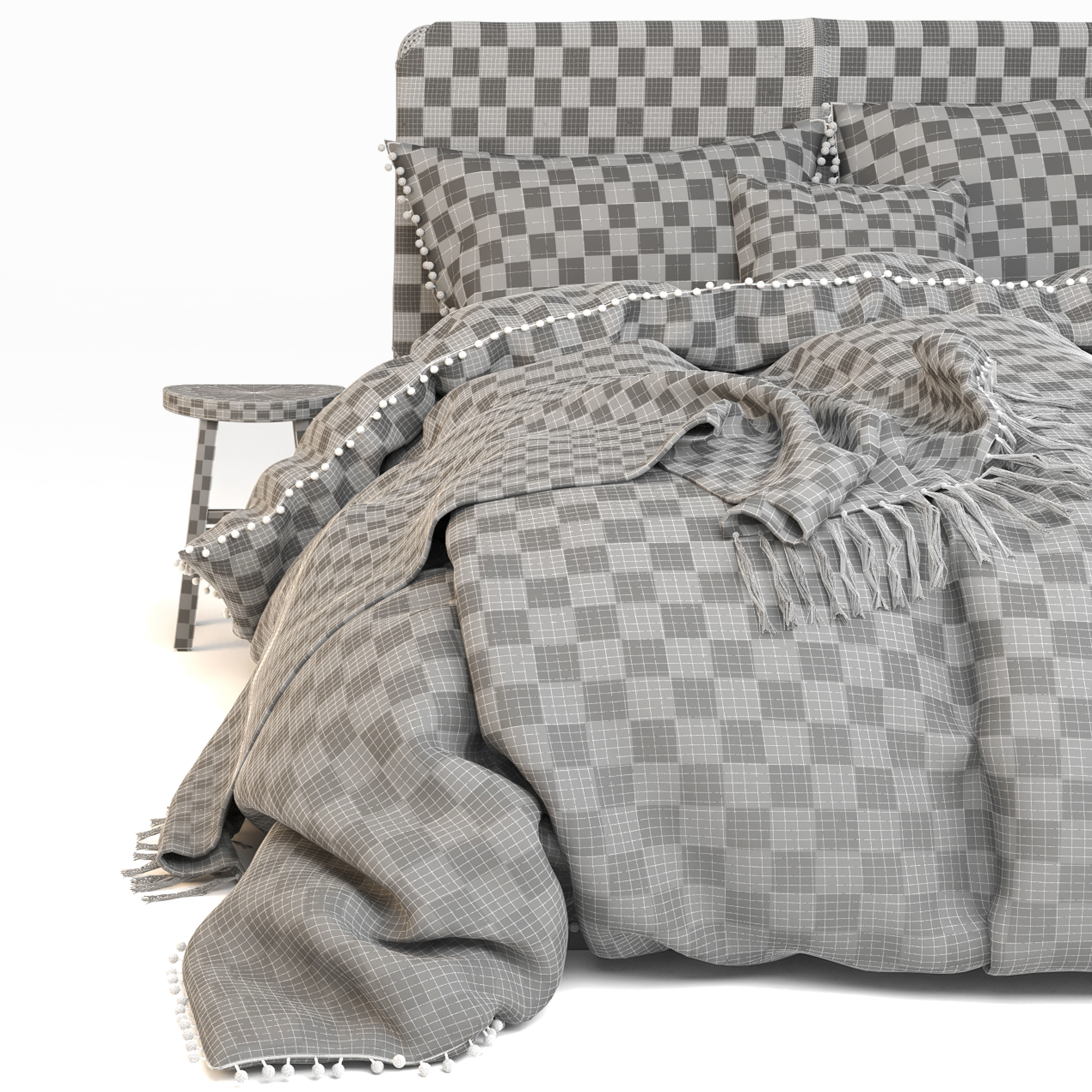 West elm bed linen 3D model_1