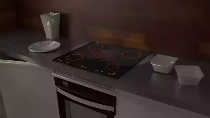 Induction hob in kitchen blender model with fbx 3D model