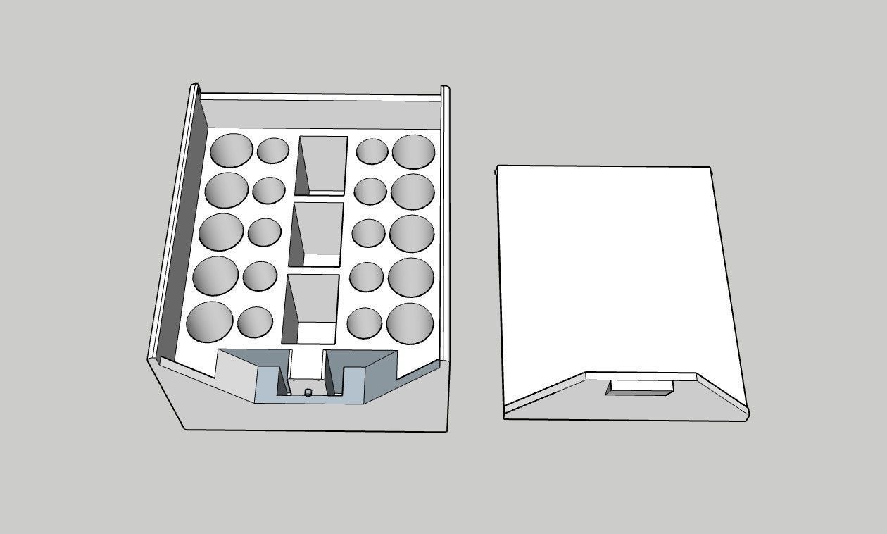 Battery box with tweezers 10xAA 10xAAA 3x9V 3D print model_5