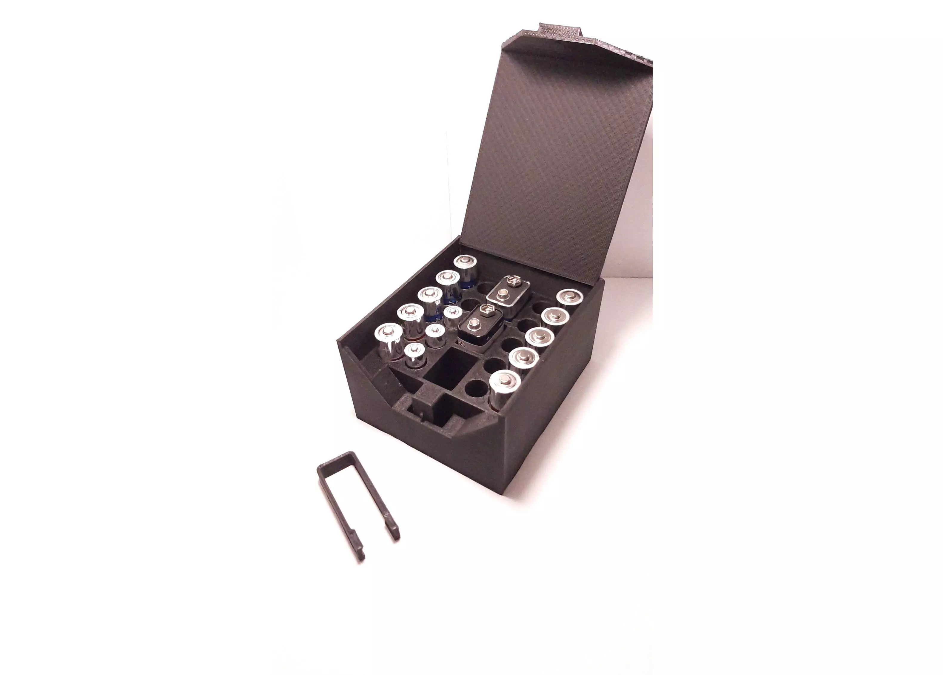 Battery box with tweezers 10xAA 10xAAA 3x9V 3D print model_0