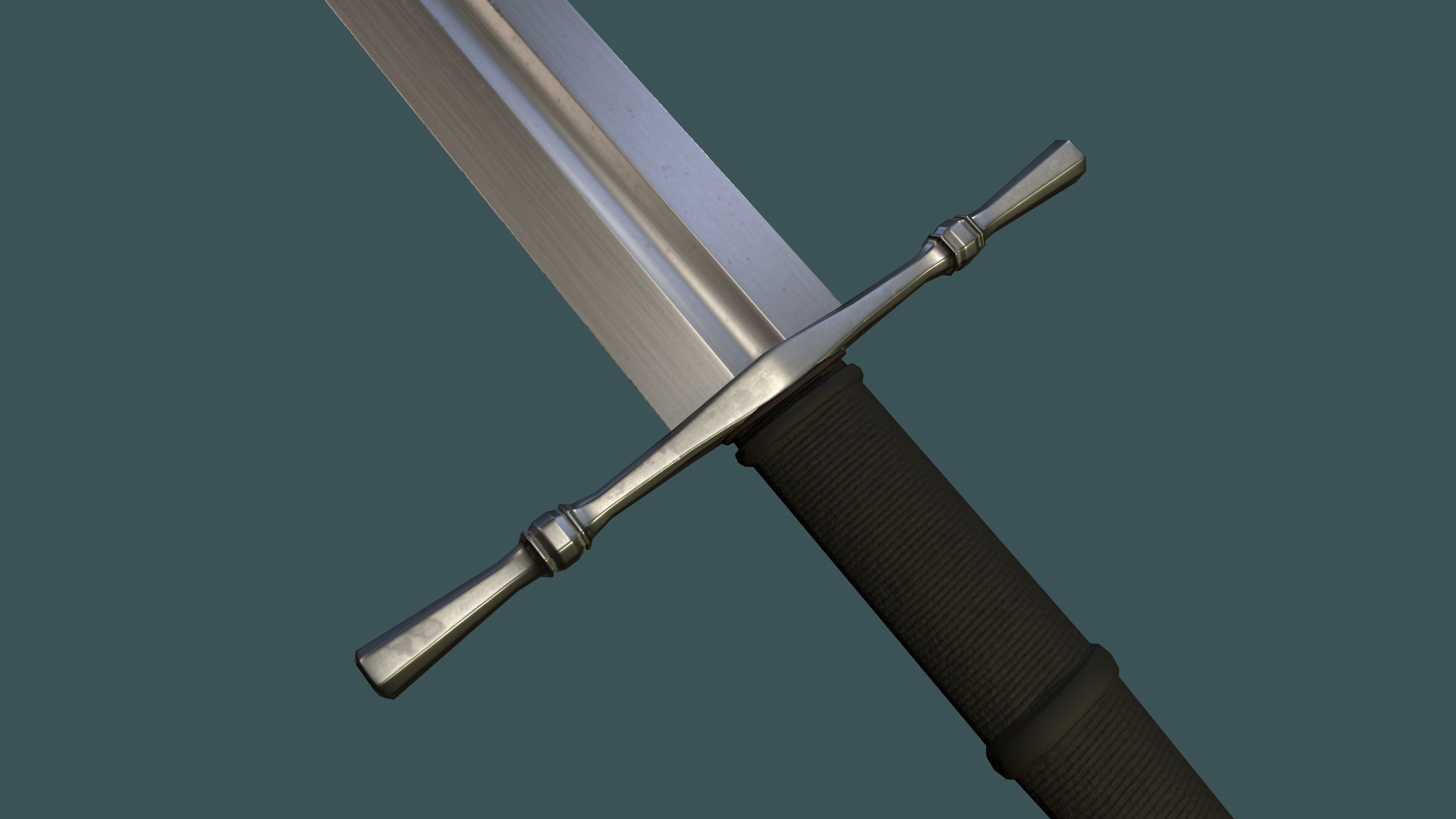 Albion Count Medieval Sword PBR game ready Low-poly 3D model_1