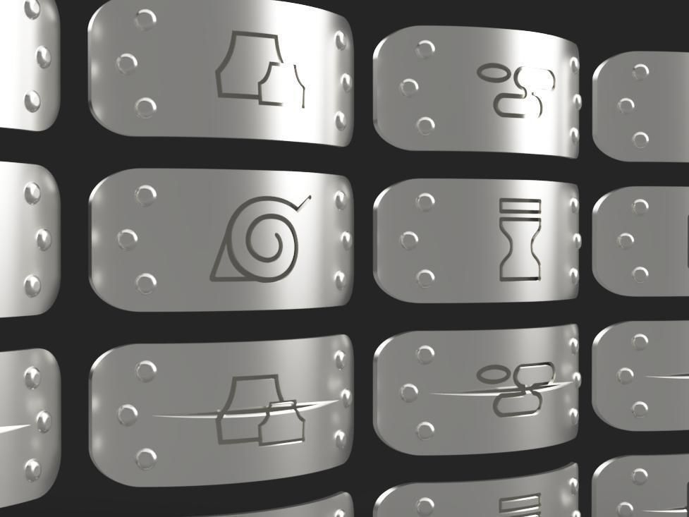 Naruto Shippuden - Hidden Village Headband Set For Cosplay 3D print model_3