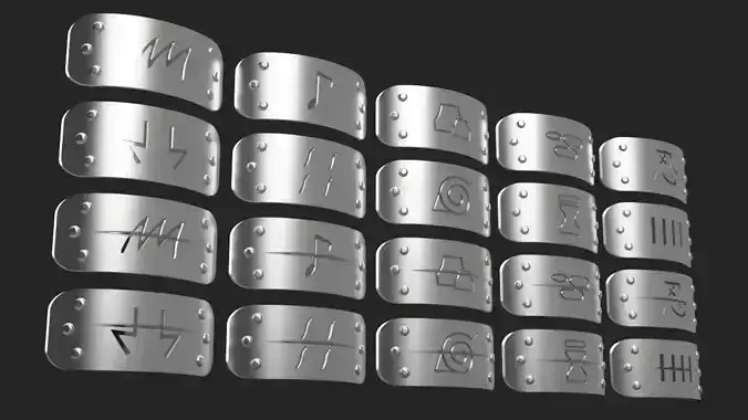 Naruto Shippuden - Hidden Village Headband Set For Cosplay 3D print model Naruto Shippuden - Hidden Village Headband Set For Cosplay 3D print model