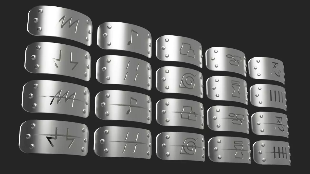 Naruto Shippuden - Hidden Village Headband Set For Cosplay 3D print model_0