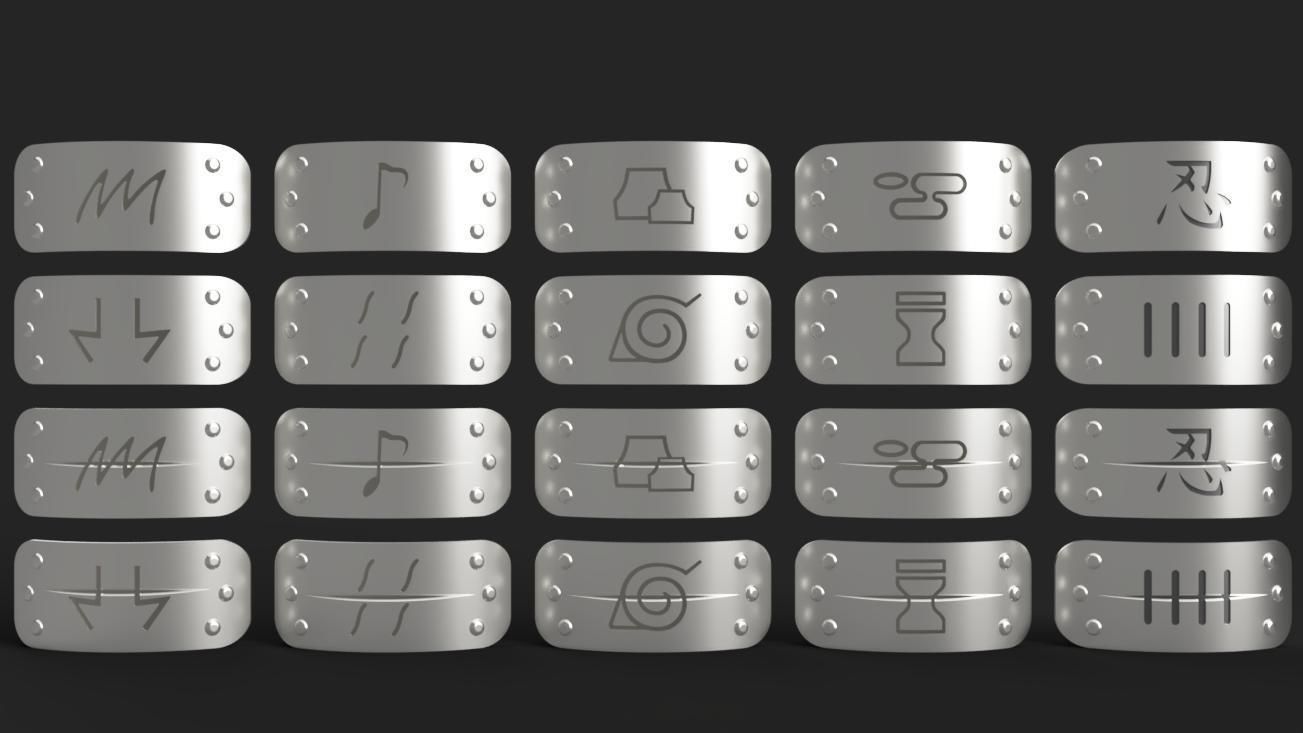 Naruto Shippuden - Hidden Village Headband Set For Cosplay 3D print model_1