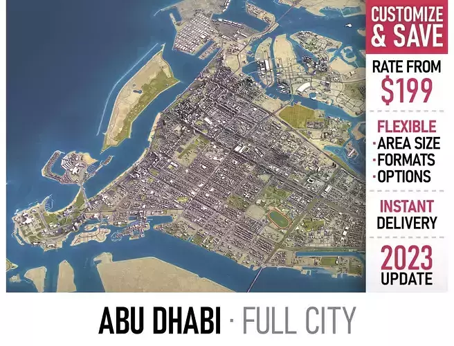Abu Dhabi - 3D City Model Low-poly 3D model