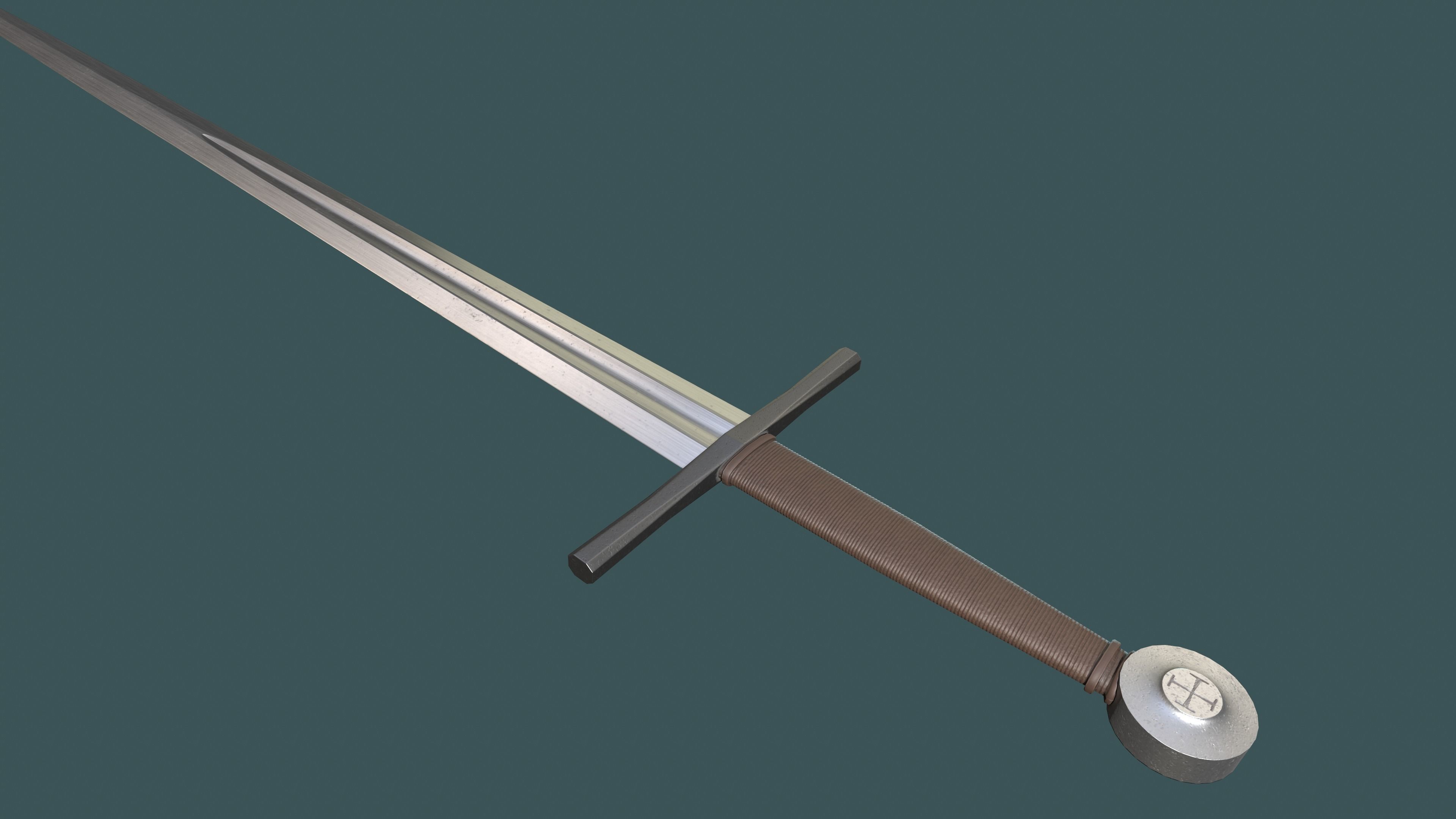 Albion Baron Medieval Sword PBR game ready Low-poly 3D model_1