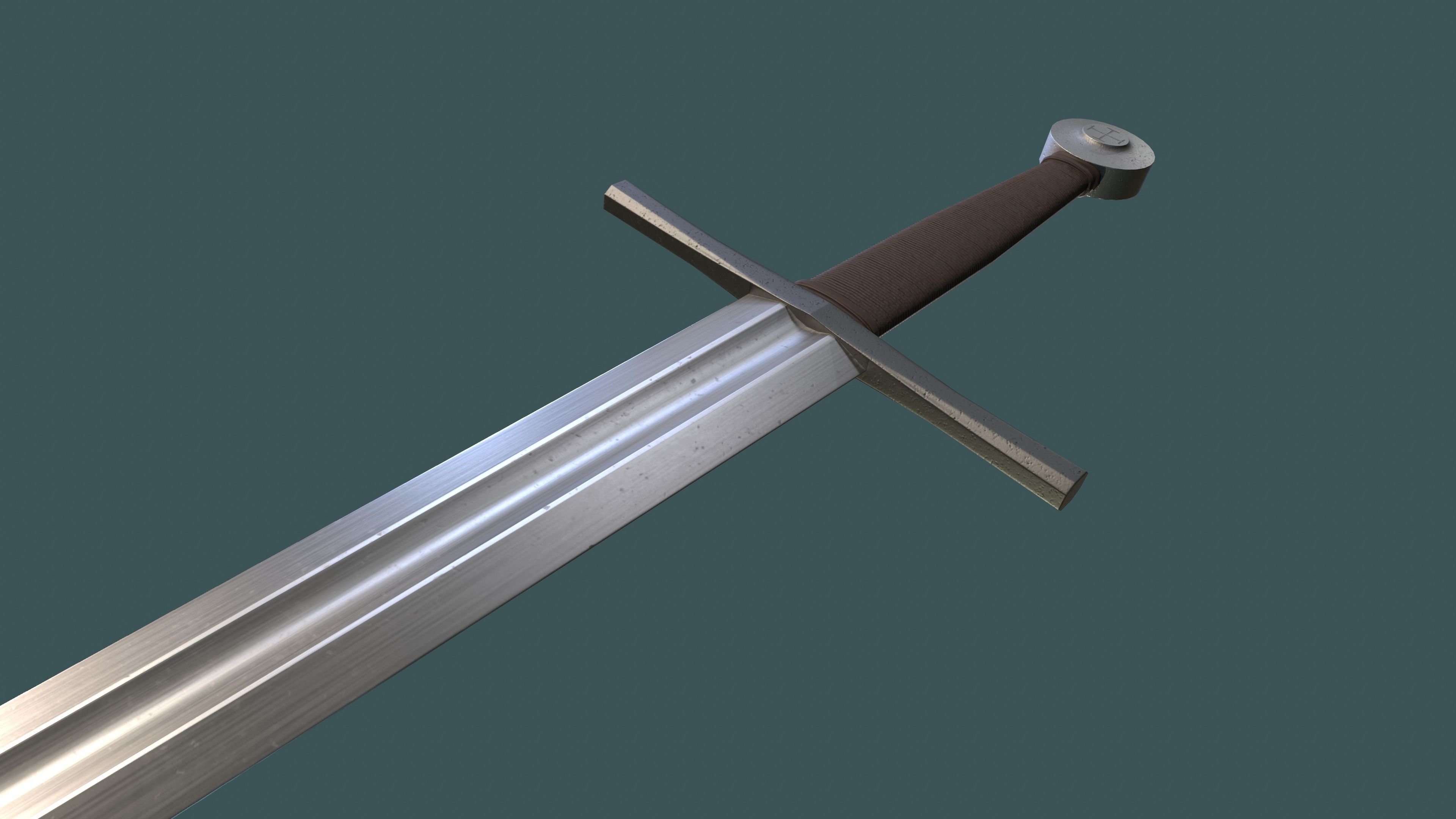 Albion Baron Medieval Sword PBR game ready Low-poly 3D model_2